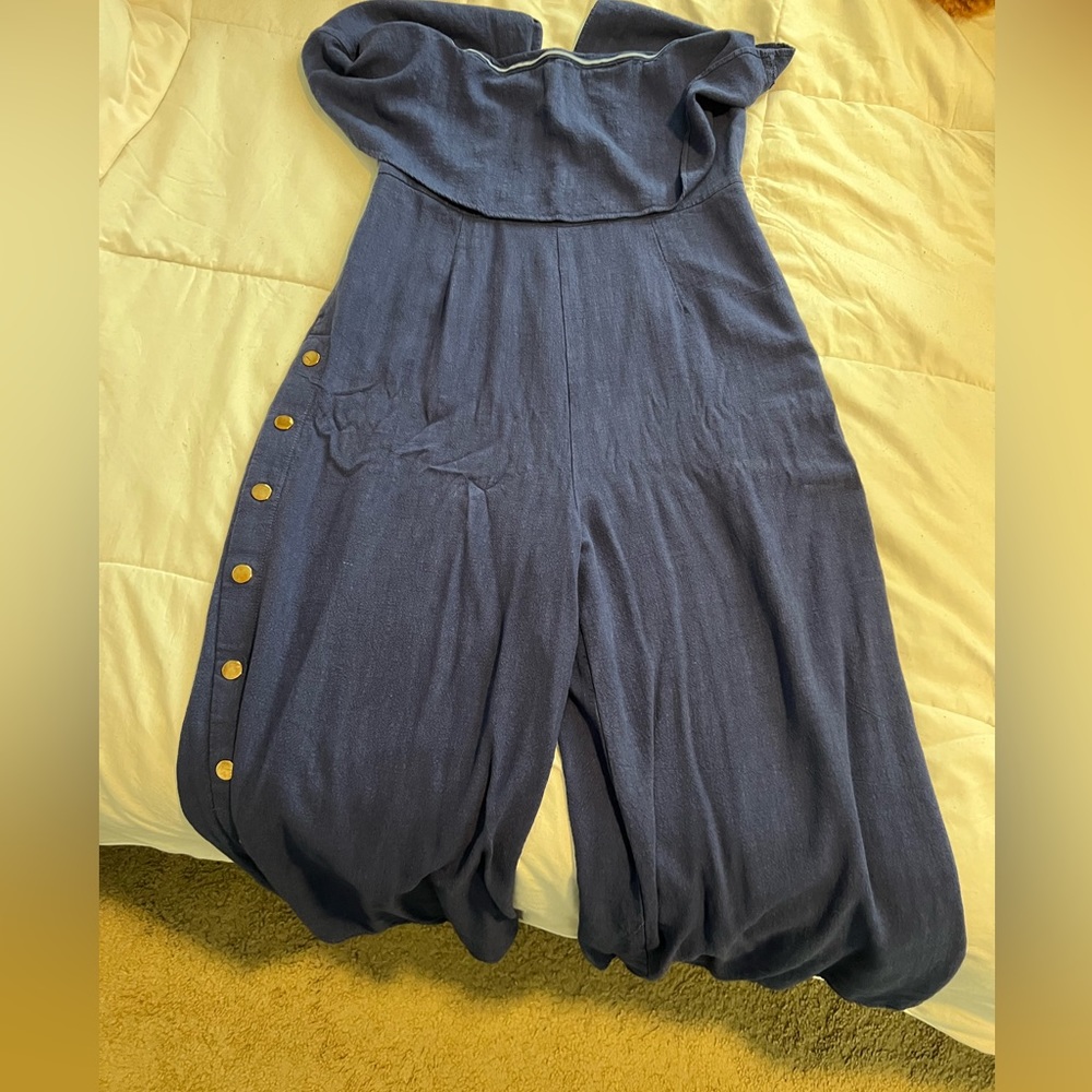 Lulus strapless blue Size Large Jumpsuit